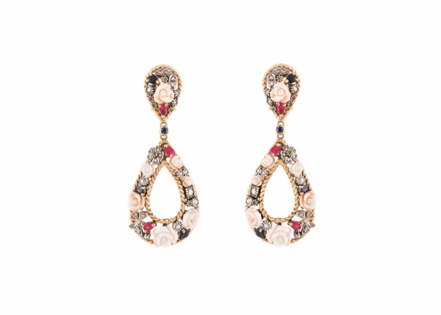 Emerald & ruby earrings