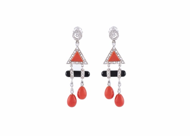 Coral & onyx earrings
