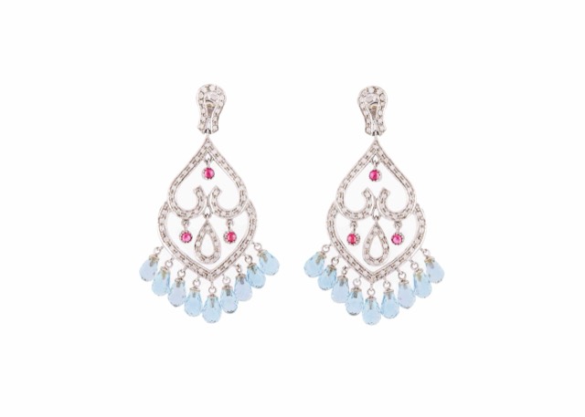 Ruby & aquamarine earrings
