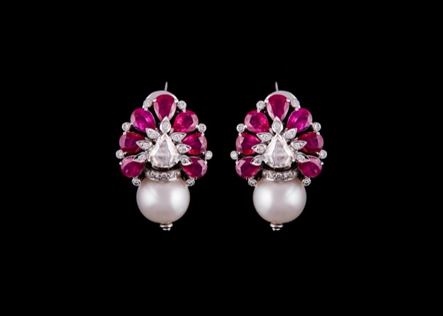 Ruby & pearl earrings