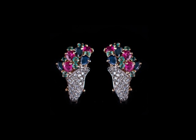 Emerald & ruby earrings