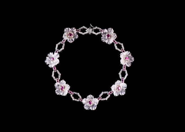 Ruby & rock crystal necklace